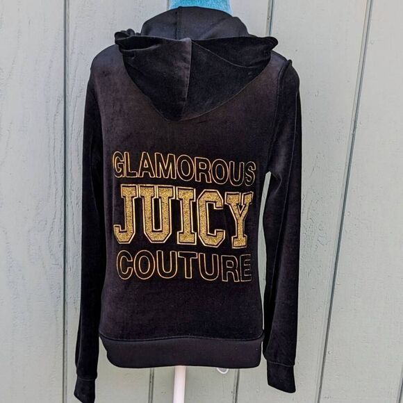 Juicy Couture Y2K Glamorous Juicy Couture Black Velour Tracksuit Jacket. Small - Picture 1 of 8